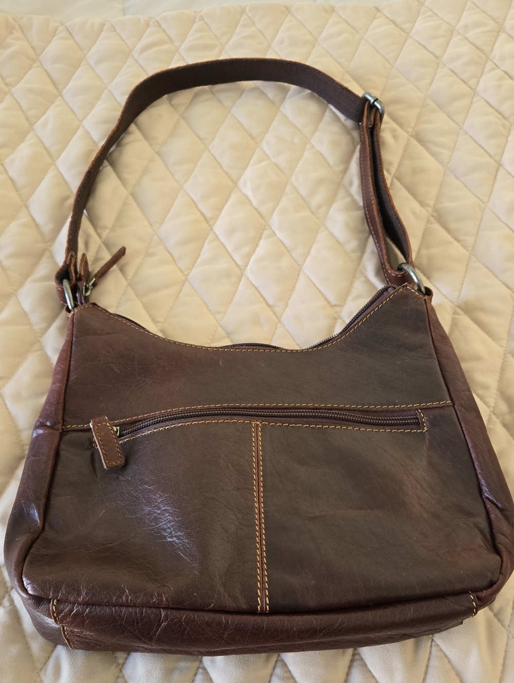 Chocolate Brown Leather  Shoulder Bag.
